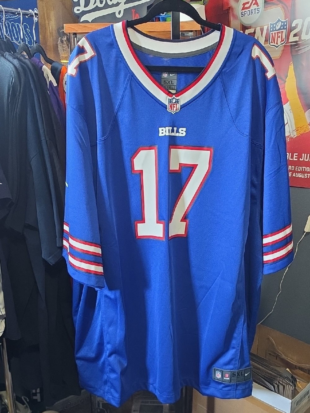 1NFL Royal Blue Nike #17 Josh Allen Jersey with Red and White Accents